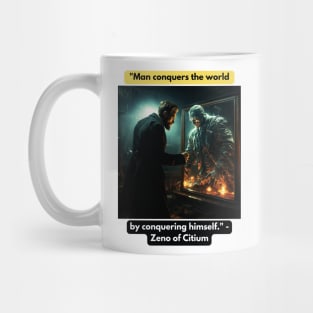 "Man conquers the world by conquering himself." - Zeno of Citium Mug